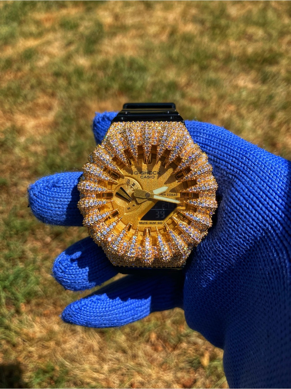 BUSSDOWN Moissanite Custom G Shock Gold and Black Colorway